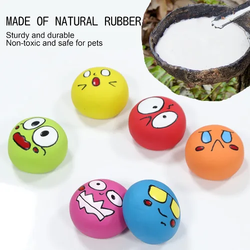 Vista 3 de Pelota chirriante de látex para perros, juguetes de pelota chirriante, juguete para cachorros, mascotas pequeñas y medianas (6 unidades (C))