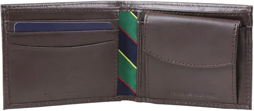 Vista 3 de Tommy Hilfiger Billetera plegable de cuero para hombre con bolsillo para monedas talla única