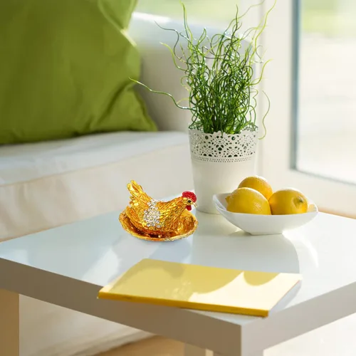 Vista 9 de BESPORTBLE Figura de pollo para decoración del hogar, caja de baratijas de gallina, huevos para incubar, joyero, gallinero, figura de animal