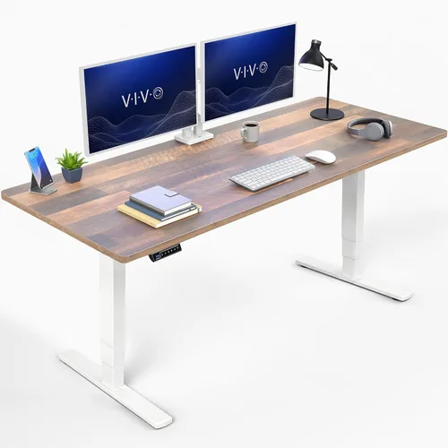 Vista 30 de VIVO - Escritorio eléctrico de pie de 71 x 30 pulgadas con marco de bambú real, ajuste de pantalla táctil, soporte de marco de 176 lb, serie 2E