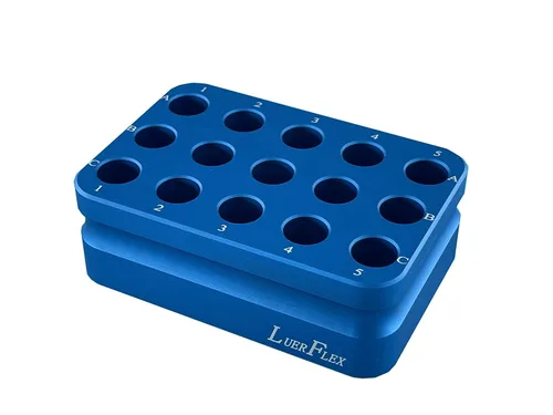 Vista 5 de Tubo de bloque de enfriamiento de aluminio Cool Rack 15 pozos para viales criogénicos y tubos faciales de 0.0 fl oz y 0.1 fl oz, paquete de 1
