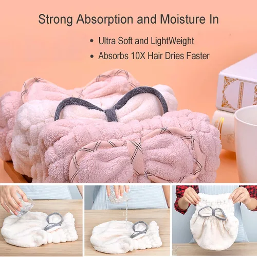 Vista 5 de Jseng Gorro Grande de Microfibra de Secado Rápido para Cabello [Nueva Actualización], Extremadamente Suave y Ultra Absorbente, Gorros de Secado