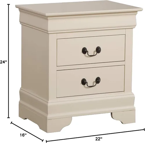 Vista 8 de Glory Furniture Louis Phillipe - Mesita de noche con 2 cajones, color beige