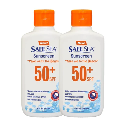 Vista 6 de Safe Sea Jellyfish - Protector solar que bloquea las picaduras, SPF 50+ Loción de 4 onzas, impermeable, biodegradable, protector solar corporal