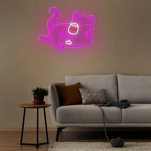 Vista 3 de Letrero de neón para decoración de pared, bonita luz nocturna de neón de gato para dormitorio, letrero con luz LED, regalos para niños y niñas