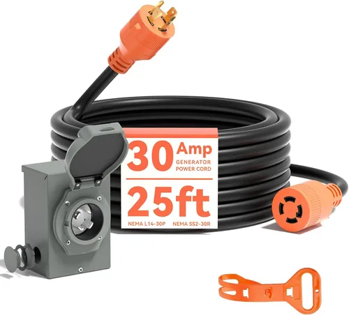 Vista 8 de AAIN - Cable generador de 30 amperios de 50 pies y caja de entrada