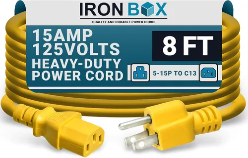 Vista 34 de IronBox Electric - Cable de Alimentación de Servicio Pesado 5-15P a C13 - Cable PC SJT 14/3 de 3 Clavijas 15A 125V - Cable para Computadora