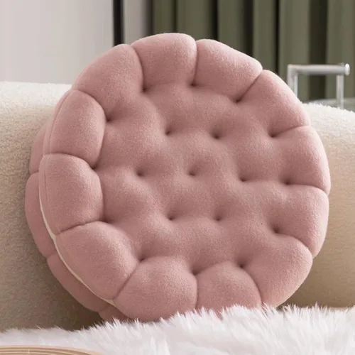 Vista 7 de Cojín de felpa para galletas, color beige, almohada gruesa y redonda para suelo, para patio, balcón, silla