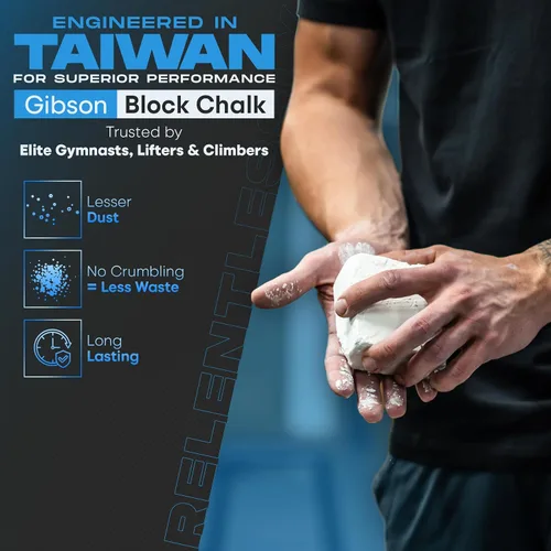 Vista 2 de Gibson Athletic - Polvo de tiza en bloque para gimnasia, bloques de tiza de gimnasia premium de Taiwán, paquete de 8 bloques de tiza, carbonato