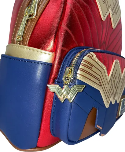 Vista 5 de Loungefly Wonder Woman DC Comics Cosplay - Bolso de hombro con doble correa para mujer, Rojo