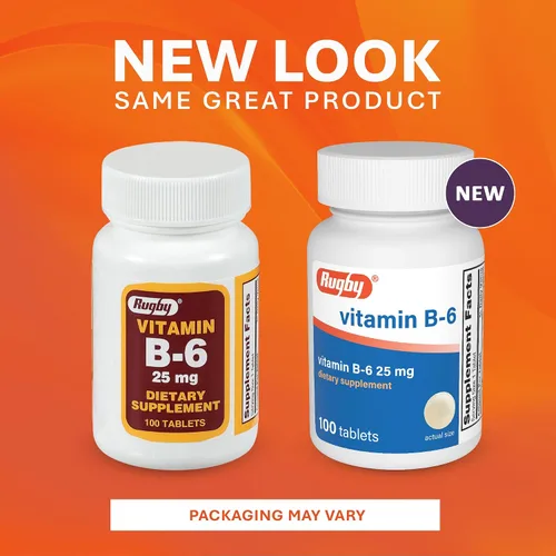 Vista 7 de Rugby Vitamina B-6 Tabletas – 25 mg de vitamina B6 – Suplemento dietético – 100 unidades (1 paquete)