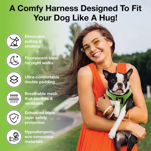 Vista 3 de EcoBark - Arnés para perro, arneses de taza de té ecológicos para perros XXS, XS y pequeños - Arnés reflectante y ajustable para cuerpo mini