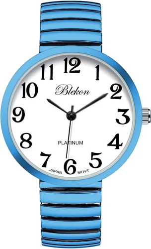Vista 5 de Blekon Collections Nuevo Reloj de Moda con Correa Elástica de Tamaño Super Grande, Movimiento Japonés PC21J