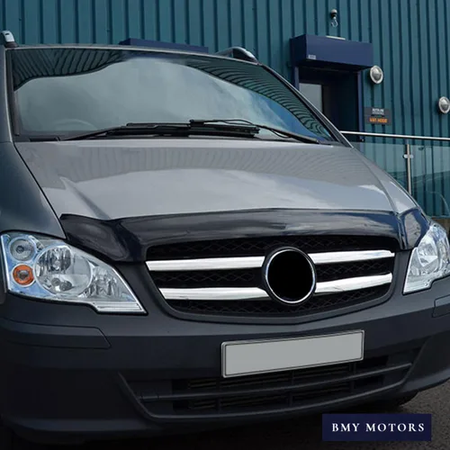 Vista 6 de BMY Deflector de capó/protector de insectos delantero compatible con Mercedes Benz Vito W639 2011-2014 Protector de capó Partículas e insectos