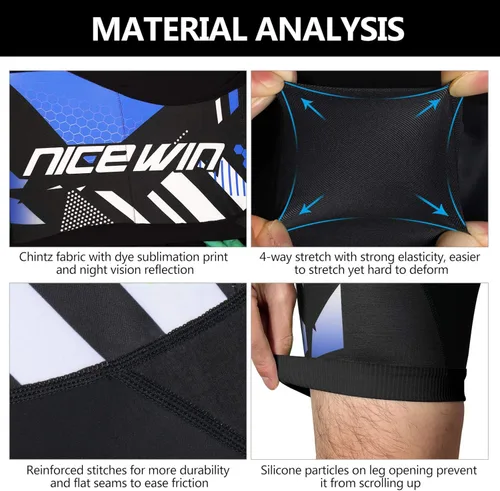 Vista 4 de NICEWIN - Pantalones cortos de ciclismo para hombre, con acolchado 3D y secado rápido