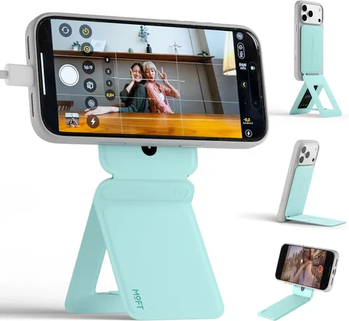 Vista 26 de MOFT MOVAS - Billetera con trípode para teléfono, 3 en 1, soporte magnético compatible con NFC, soporte para tarjetas ajustable de cuero vegano