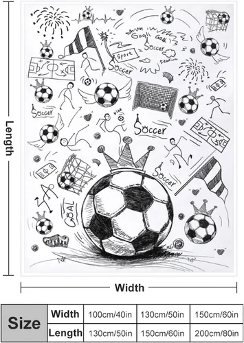 Vista 2 de Manta de fútbol para fanáticos del deporte, acogedoras mantas y mantas de fútbol de felpa única y divertida decoración temática de fútbol