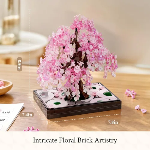 Vista 7 de Wise Block - Juego de construcción de árbol bonsái de flor de cerezo