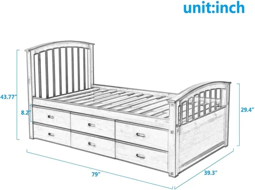 Vista 3 de Cama doble con almacenamiento, con cama corrediza y cajones para invitados