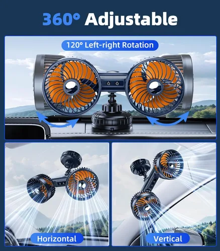 Vista 12 de Ventilador con batería recargable de 4000 mAh para la pared del Naranja