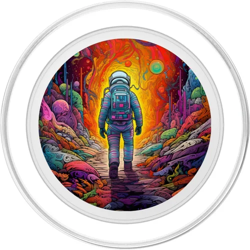 Vista 2 de Space Astronaut Walking Spaceman Universe Colorful Galaxy PopSockets MagSafe PopGrip para iPhone