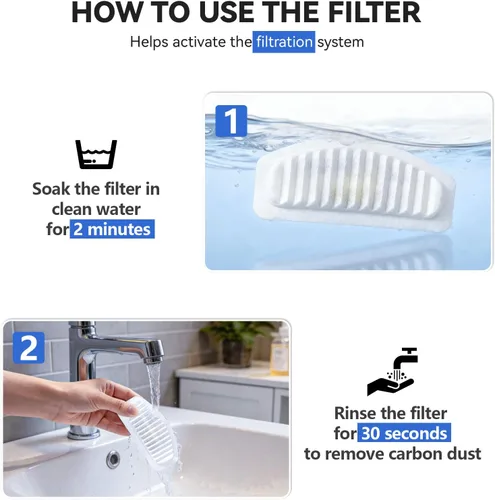 Vista 7 de ORSDA ORSDA - Filtros de fuente de agua para gatos, filtros de repuesto de carbono, filtro de resina solo para D30 de 67 oz/2 L, dispensador