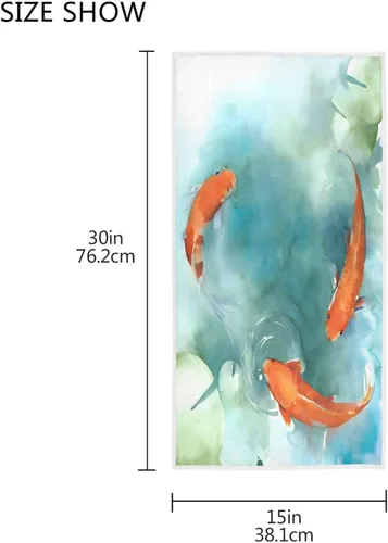 Vista 3 de ALAZA Paños de lavado de toallas de mano ultra suaves japoneses con diseño de pez en el estanque para baño, hotel, gimnasio, spa, playa y ejercicio