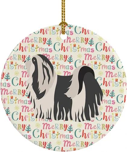 Vista 65 de Caroline's Treasures Abyssinian Sand Terrier - Adorno de cerámica para colgar en el árbol de Navidad, para el hogar, Navidad, fiestas, regalo, 3