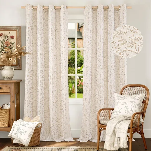 Vista 10 de BGment Cortinas de lino beige para dormitorio de 63 pulgadas de largo, cortinas de ventana con ojales y ojales para ventana de sala de estar, 2