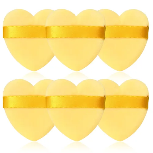 Vista 13 de 12 piezas de polvo en forma de corazón, soplo cosmético para cara, lavable, reutilizable, suave, esponja en polvo, esponja de maquillaje