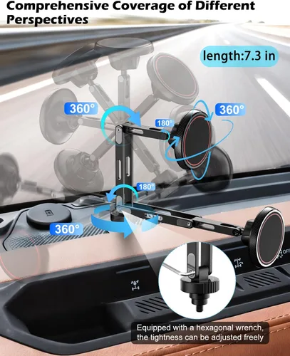 Vista 7 de CloudValley Ford Bronco 2021-2026 - Soporte magnético para teléfono con aleación de aluminio, ajustable en 360°, sin taladro, sin daños, fácil
