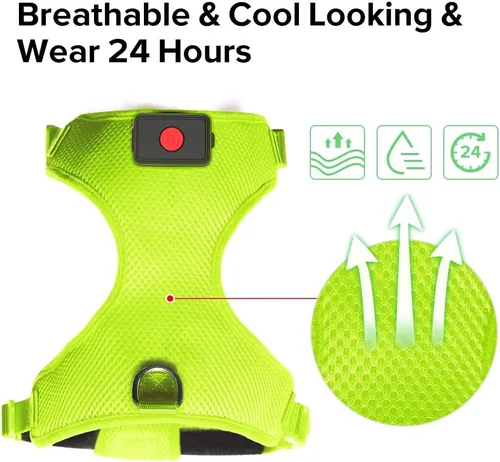 Vista 3 de Flashseen Arnés LED para perro, arnés para mascotas recargable por USB, chaleco reflectante iluminado, ajustable, suave, acolchado, sin tirones