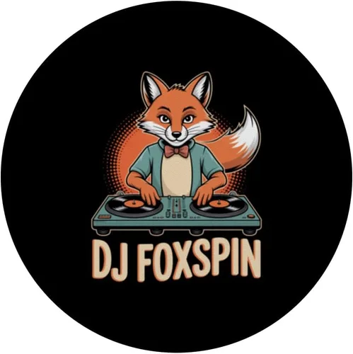 Vista 3 de DJ Foxspin Retro Fox DJ Turntables Club Vibes PopSockets Adhesive PopGrip