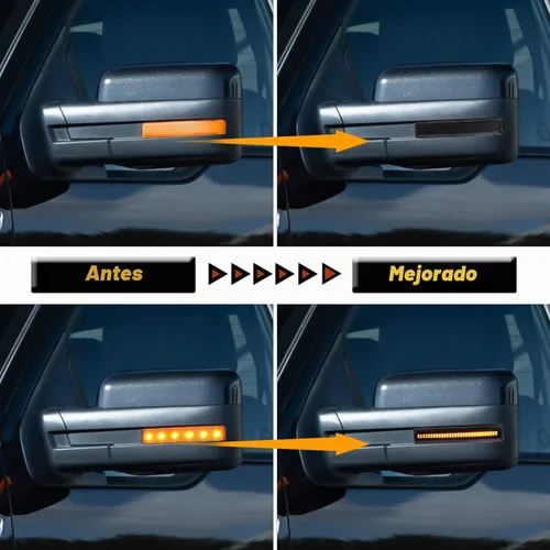 Vista 4 de Luces LED secuenciales para espejo lateral con lente ahumada Compatible con Ford F150 2009 a 2014 Ámbar