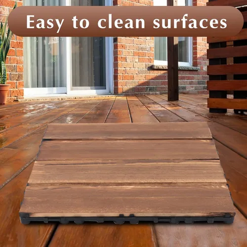 Vista 5 de Azulejos entrelazados para terrazas, 36 piezas, 12 x 12 pulgadas, madera