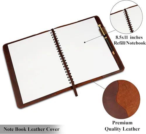 Vista 3 de Funda de cuero de grano completo resistente (8.5 x 11 pulgadas), Cahier XXL recargable, Cuaderno espiral recargable (8.5 x 11 pulgadas), Funda
