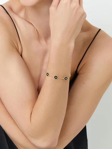 Vista 3 de NECOCY Pulsera de trébol para mujer, moderna chapada en oro de 18 quilates, cuatro hojas, juego de pulseras de flores de la suerte, ajustables