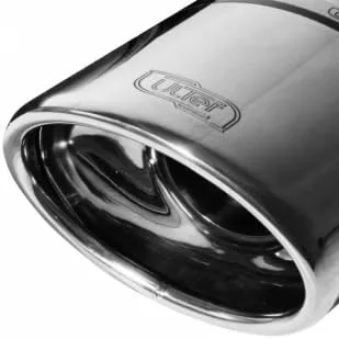 Vista 2 de Silenciador de escape deportivo, acero negro, punta ovalada, 4.724 x 3.150 in, compatible con Renault Megane Classic Sedan 1.8i 16V 85kW 115HP 1995