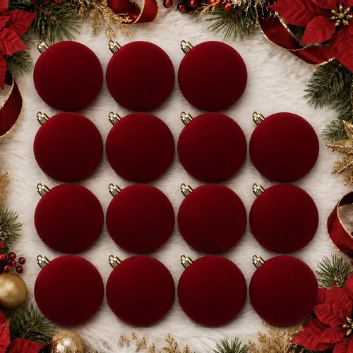 Vista 14 de 18 adornos de terciopelo para árbol de Navidad, juego de adornos de Navidad Azul polvo