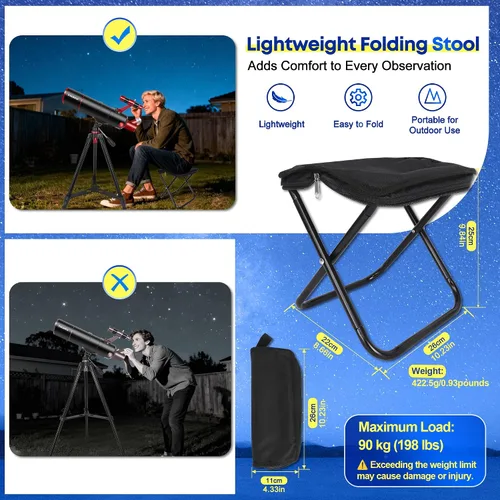 Vista 4 de UncleHu Telescope for Adults High Powered,90mm Aperture 550mm Refractor Blcak y rojo