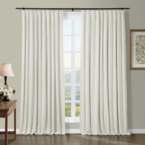 Vista 9 de TWOPAGES Cortina opaca plisada de algodón pesado con aislamiento térmico de 84 pulgadas de largo, para dormitorio y sala de estar, 1 panel, 52