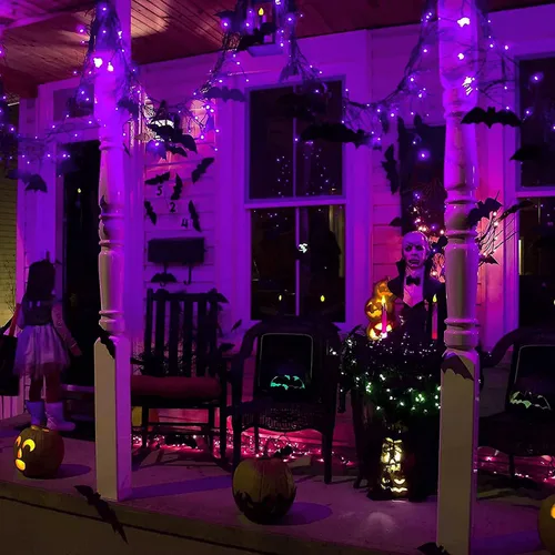 Vista 5 de JMEXSUSS Luces de Halloween moradas/250 luces LED moradas de Halloween