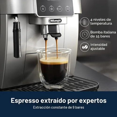 Vista 4 de De'Longhi Magnifica Start - Máquina de café espresso automática con espumador de leche manual y molinillo integrado, 3 recetas de un solo toque