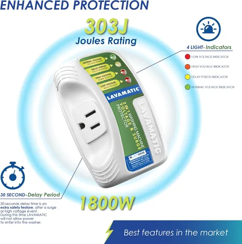 Vista 7 de Protector de voltaje y sobretensiones 2 en 1 para lavadora (paquete de 2) Protects refrigerators Up to 27 cu. ft. against high and low voltage