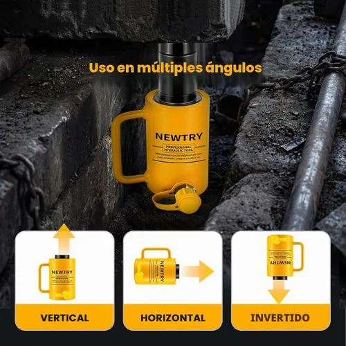 Vista 7 de NEWTRY Gato hidráulico hueco de 20 toneladas con cilindro de 2’’ de carrera Porta Power Ram de elevación industrial con retracción automática