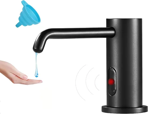 Vista 11 de Dispensador de jabón automático sin contacto para fregadero de cocina y baño, dispensador de jabón eléctrico comercial líquido de níquel cepillado