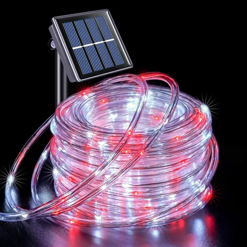 Vista 26 de JMEXSUSS 2 * 200 luces LED rosas solares tipo cuerda, 66 pies IP65 impermeables, luces solares de cadena para exteriores, 8 modos de luces navideñas