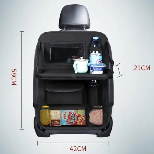 Vista 2 de Tumecos Organizador de respaldo de asiento de automóvil, paquete de 2 organizadores de asiento trasero y almacenamiento con soporte para tableta