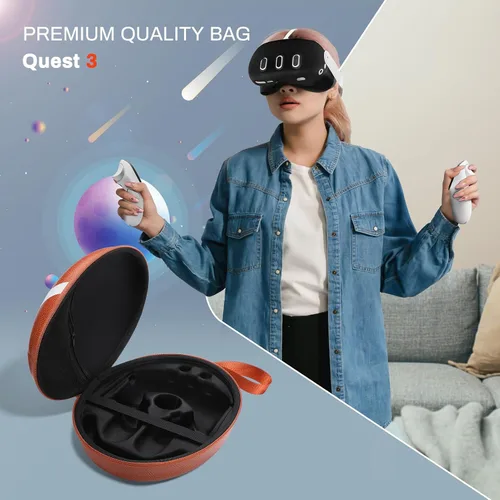 Vista 7 de Luckit Funda rígida para Meta Quest 3 accesorios de controlador, funda rígida de viaje para auriculares Oculus Quest 3 VR, a prueba de golpes, funda