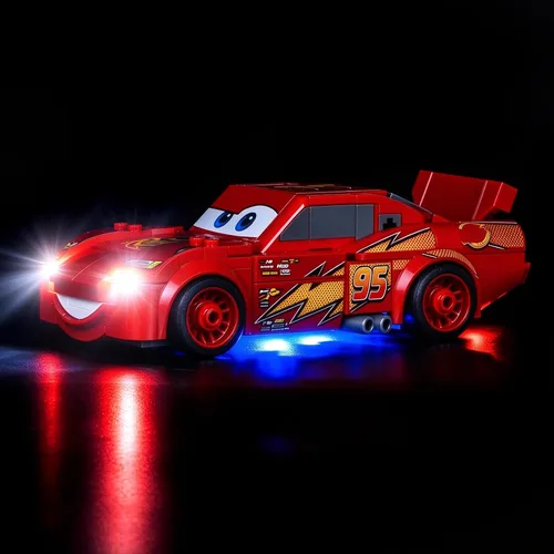 Vista 4 de Iluminación LED compatible con LEGO 77255 Lightning McQueen – Just Lights, kit de luz compatible con LEGO Speed Champions 77255, no incluido
